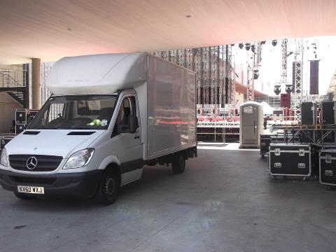 Rose Transport Van Loaded with Forklift